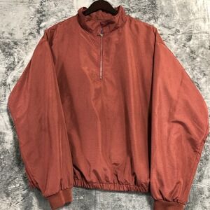 Turfer Sport Windbreaker Mens XL Rust Burgundy Grid Print Quarter Zip Pullover